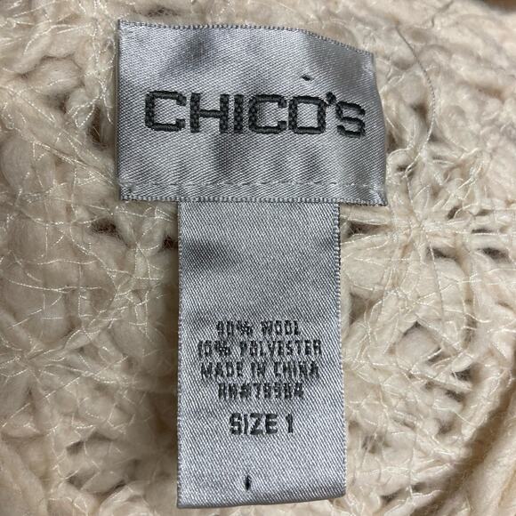 Chico’s Size 1 Cream Swirled Wool Cropped Jacket. Pre-Owned - Picture 5 of 10